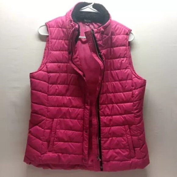 Calvin Klein Women’s Performance Pink Quilted Puffer Vest Medium Sherpa Collar - Picture 9 of 9